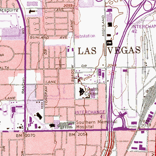 Topographic Map of Pinto Campus School, NV