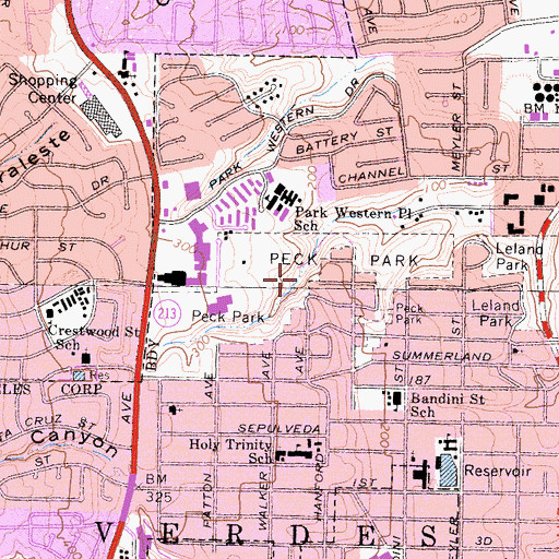 Topographic Map of Peck Park, CA