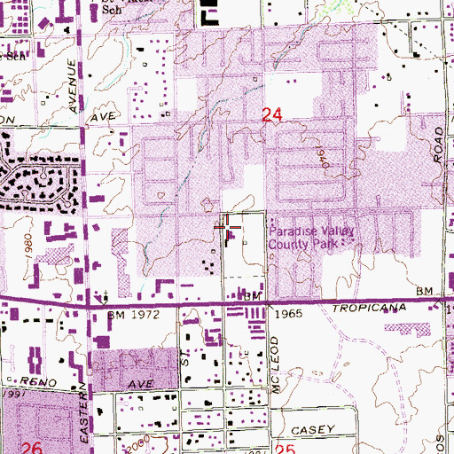 Topographic Map of Paradise Park, NV