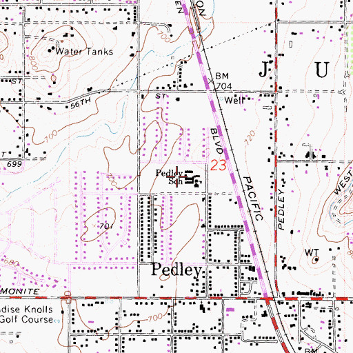 Topographic Map of Pedley Elementary School, CA