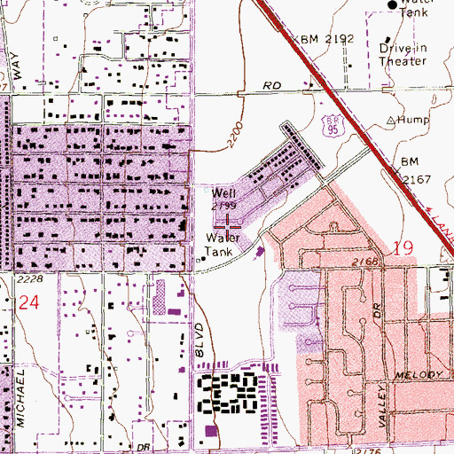 Topographic Map of Westminster Presbyterian Church, NV
