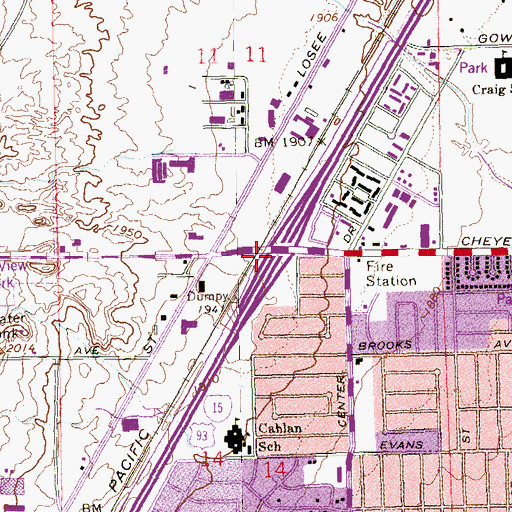 Topographic Map of Interchange 46, NV