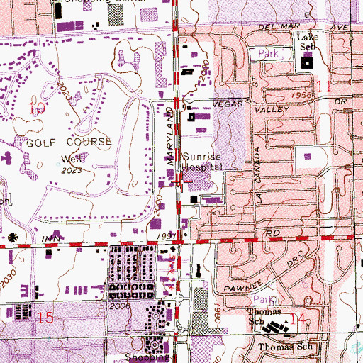 Topographic Map of Sunrise Children's Hospital, NV