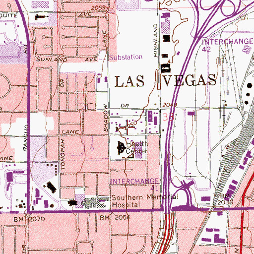 Topographic Map of University Medical Center Ernst F Lied Ambulatory Care Clinic, NV