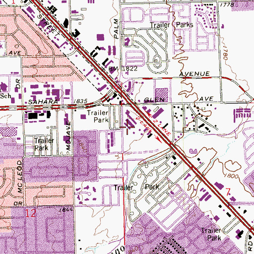 Topographic Map of Boulder Sahara Plaza Shopping Center, NV