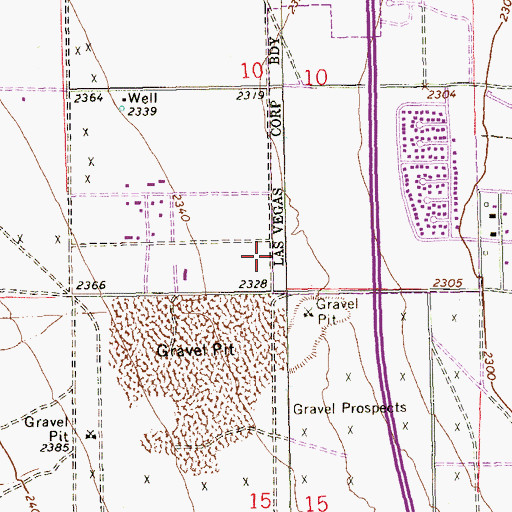 Topographic Map of Cheyenne Crossing Shopping Center, NV