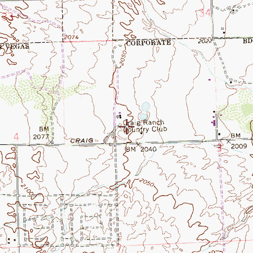 Topographic Map of Craing Ranch Country Club, NV
