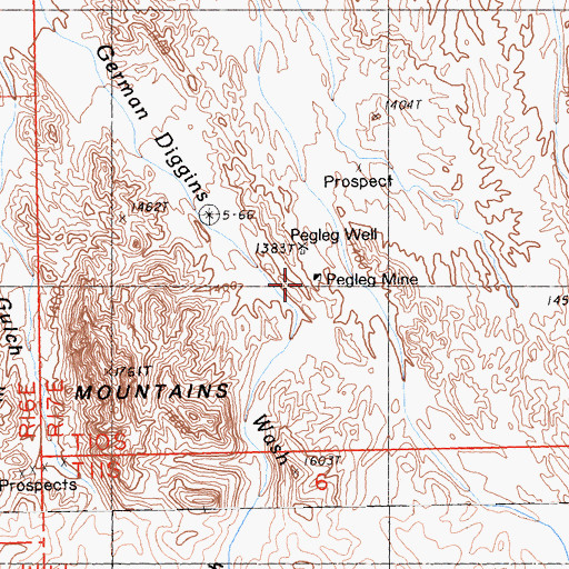 Topographic Map of Pegleg Mine, CA
