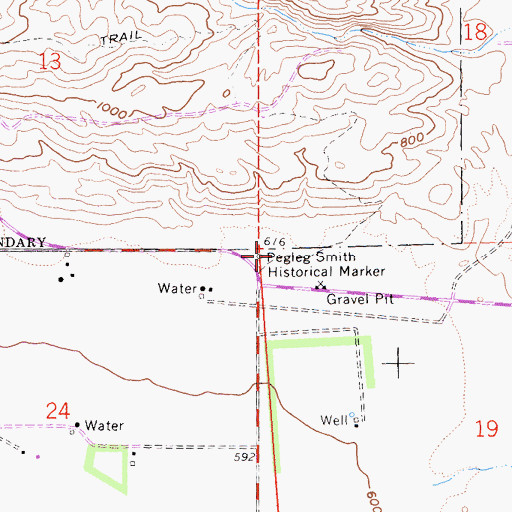 Topographic Map of Pegleg Smith Historical Marker, CA