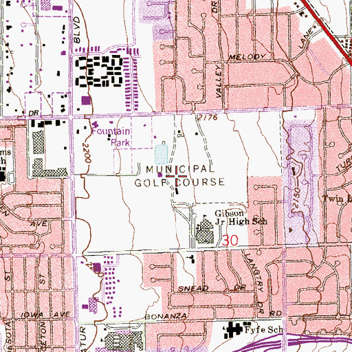 Topographic Map of Las Vegas Golf Club, NV
