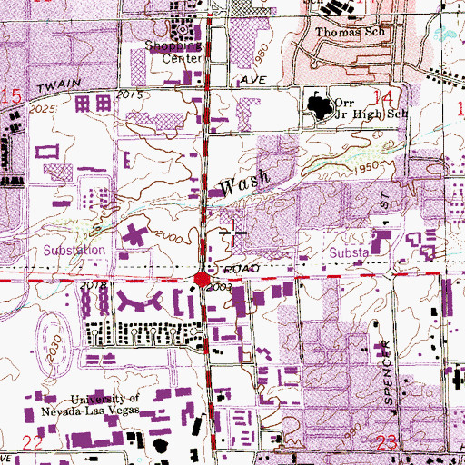 Topographic Map of Mission Center Shopping Center, NV