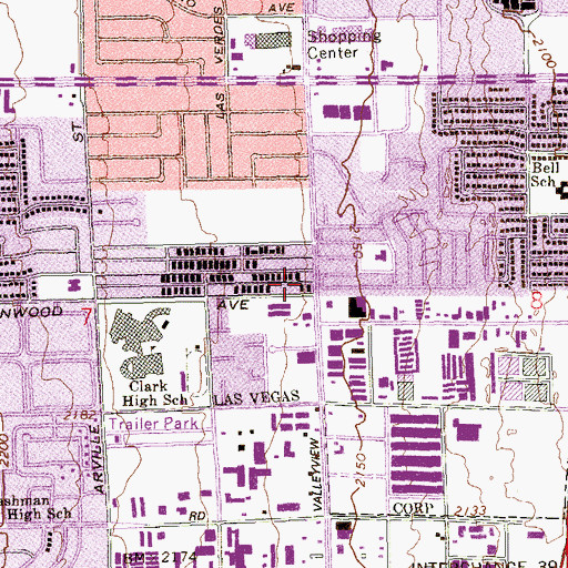 Topographic Map of Las Vegas Church of the Harvest, NV