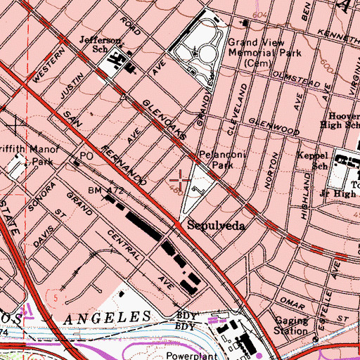 Topographic Map of Pelanconi Park, CA
