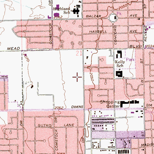 Topographic Map of Life Christian Center, NV