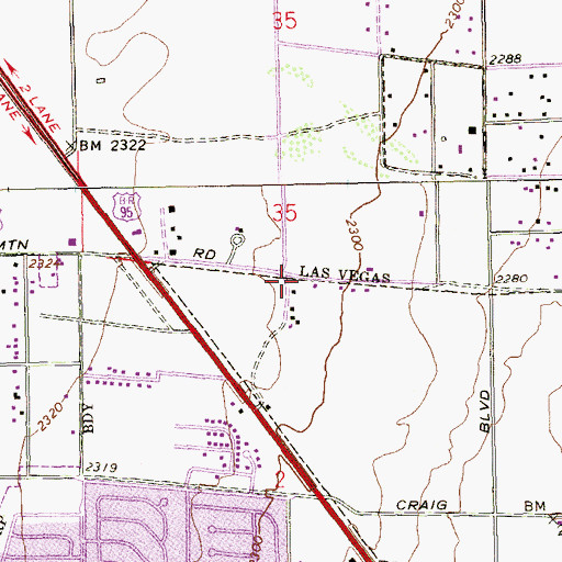 Topographic Map of Lone Mountain Missionary Baptist Church, NV