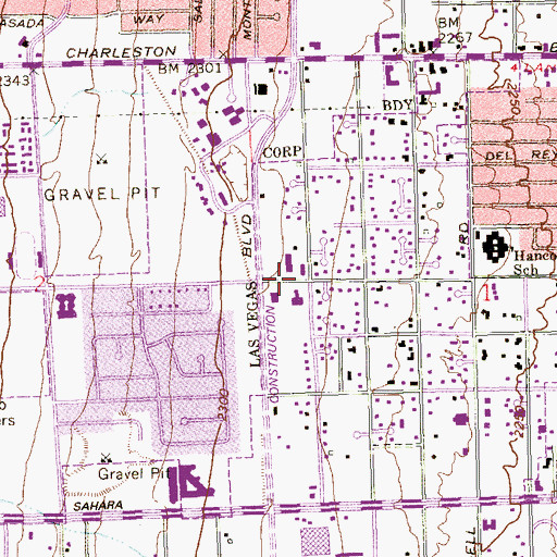 Topographic Map of Mountain View Church, NV