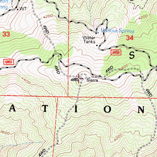 Topographic Map of Pelona Lookout, CA