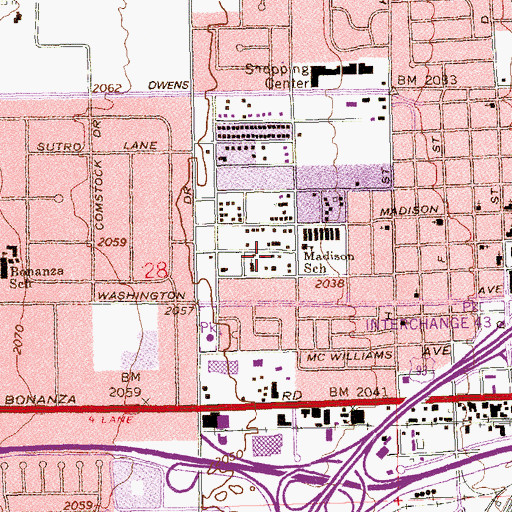 Topographic Map of Pilgrim Rest Missionary Baptist Church, NV