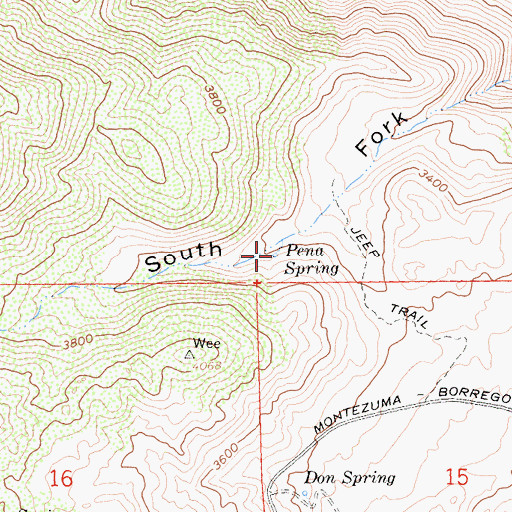 Topographic Map of Pea Spring, CA