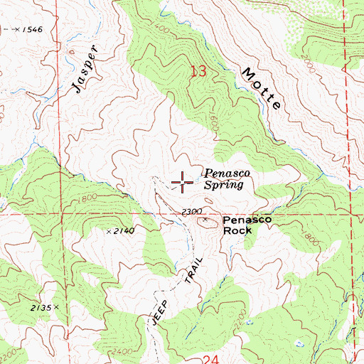 Topographic Map of Penasco Spring, CA