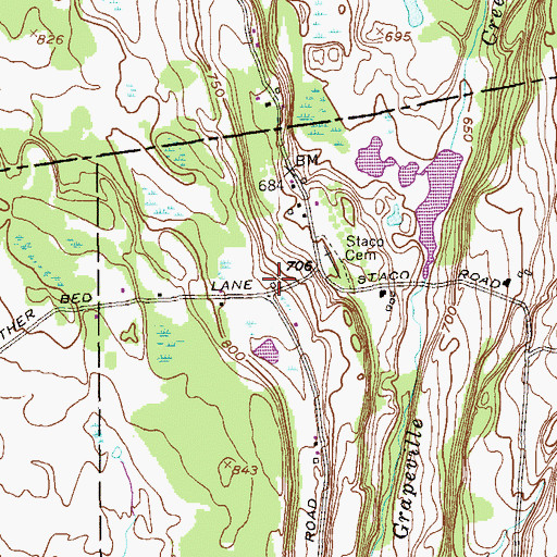 Topographic Map of Staco School (historical), NY