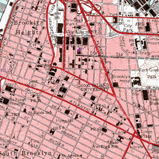 Topographic Map of Brooklyn Tabernacle, NY