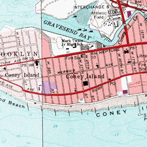 Topographic Map of Coney Island Cathedral, NY