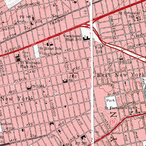 Topographic Map of Montauk Theater (historical), NY