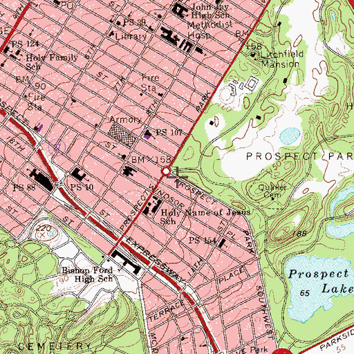 Topographic Map of Parkview Theater (historical), NY