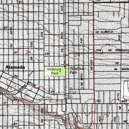 Topographic Map of Bethany Lutheran Church, OR