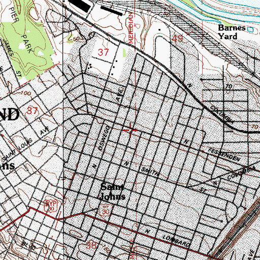 Topographic Map of Bethel Baptist Church, OR