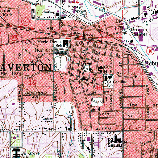 Topographic Map of Bethel Congregational United Church of Christ, OR