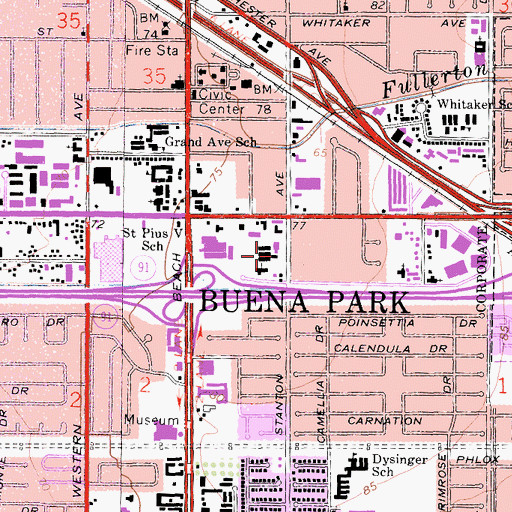 Topographic Map of Mabel L Pendleton Elementary School, CA