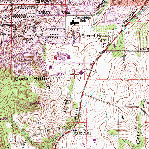 Topographic Map of Bethlehem Church, OR