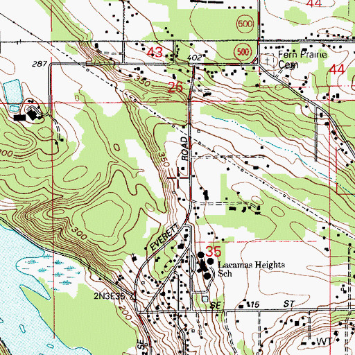 Topographic Map of Camas Assembly of God Church, WA