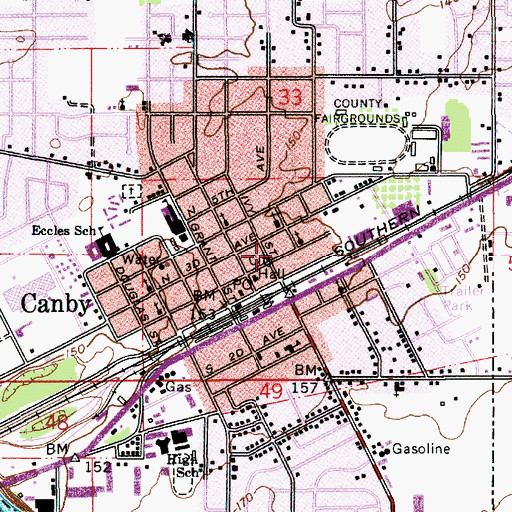 Topographic Map of Canby Alliance Church, OR