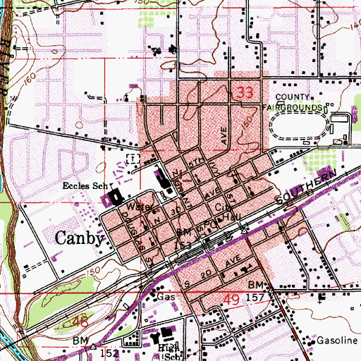 Topographic Map of Canby Christian Church, OR