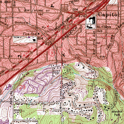 Topographic Map of Capitol Hill United Methodist Church, OR