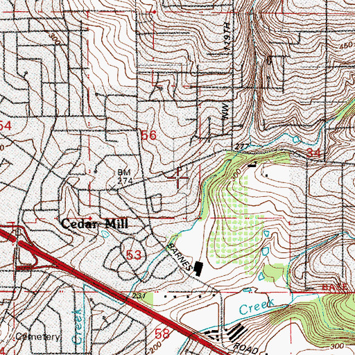 Topographic Map of Cedar Mill Bible Church, OR