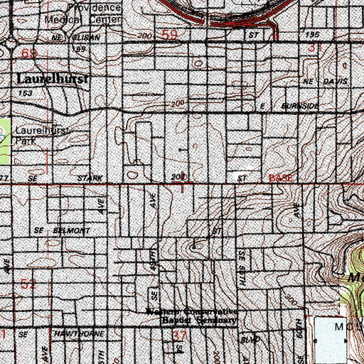 Topographic Map of Central Church of Christ, OR