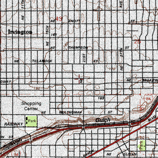 Topographic Map of Central Lutheran Church, OR