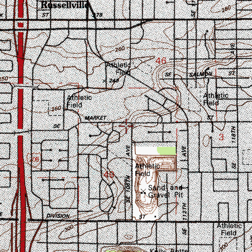 Topographic Map of Cherry Park United Methodist Church, OR