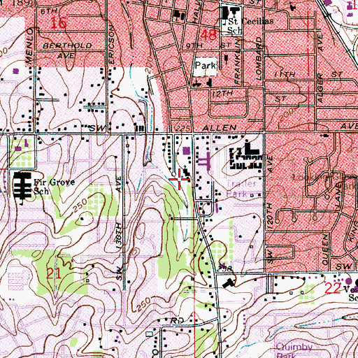 Topographic Map of Chinese Grace Baptist Church, OR