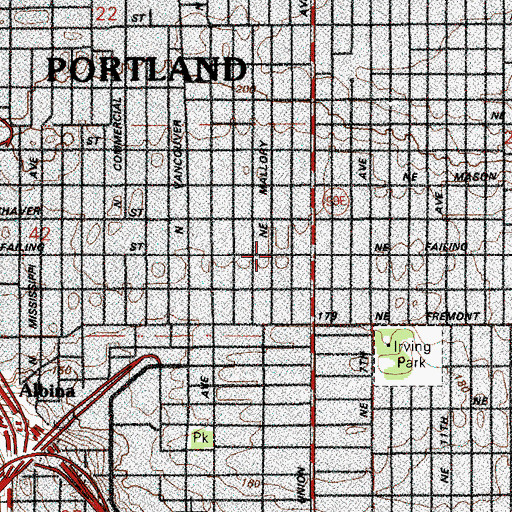 Topographic Map of Church of Christ of Albina, OR