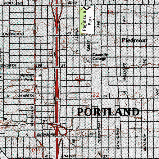 Topographic Map of Church of Christ of Piedmont, OR