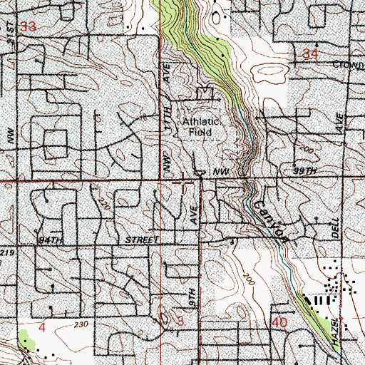 Topographic Map of Columbia Christian Church, WA