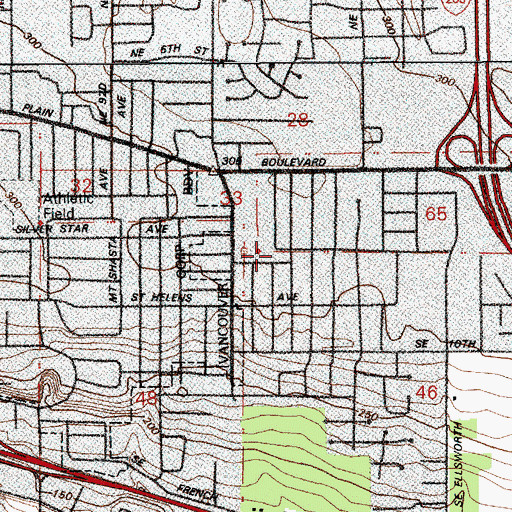 Topographic Map of Columbia Ridge Baptist Church, WA