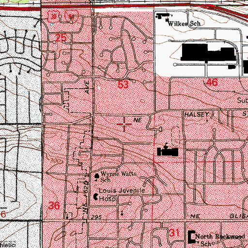 Topographic Map of Columbia View Wesleyan Church, OR