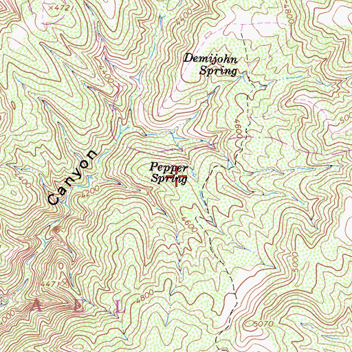 Topographic Map of Pepper Spring, CA