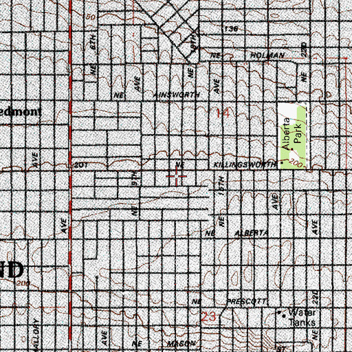 Topographic Map of Daniels Memorial Church of God in Christ, OR